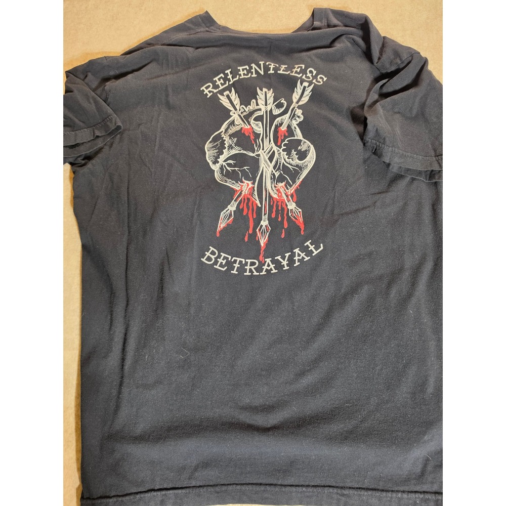 Relentless Betrayal Mens 3X Black Graphic T-Shirt Heart Arrows Cotton Tee 3XL